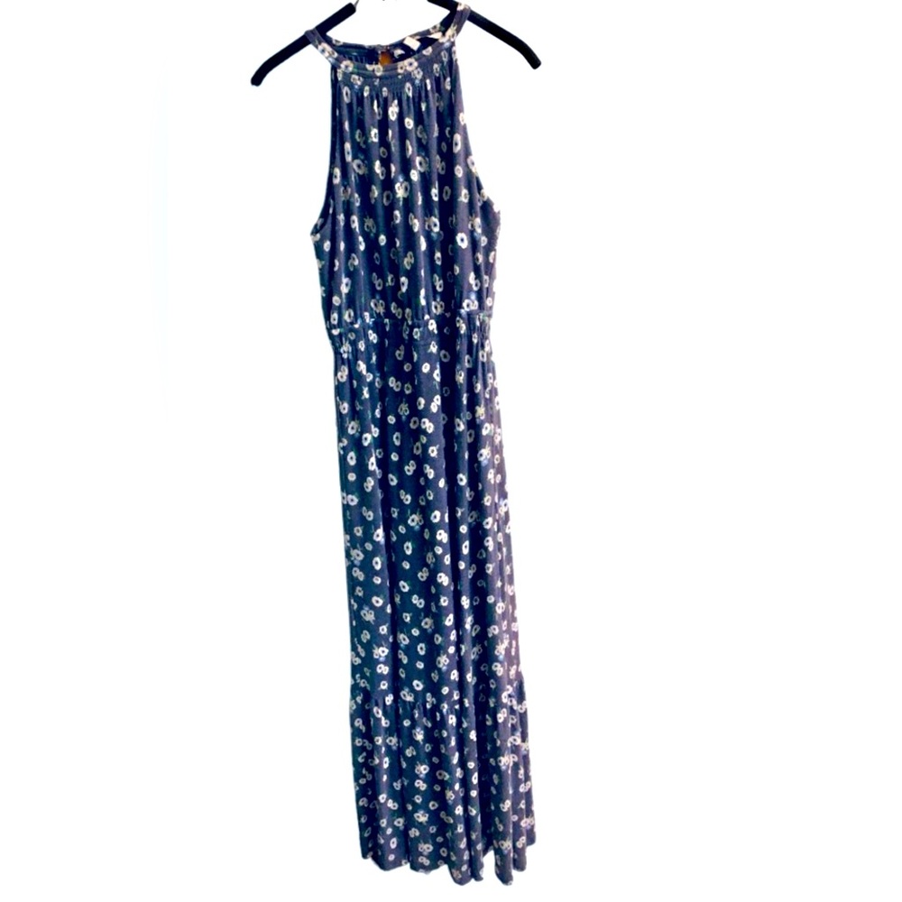 🆕 COLLECTIVE CONCEPTS Dress Maxi Blue Floral Halter Sz M NEW NWT